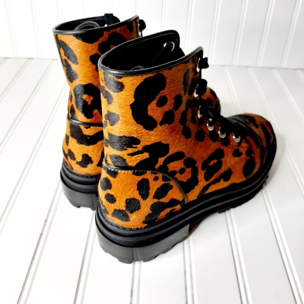 NEW Schutz Maylova Leopard Suede Combat Bootie F713 - Picture 7 of 11